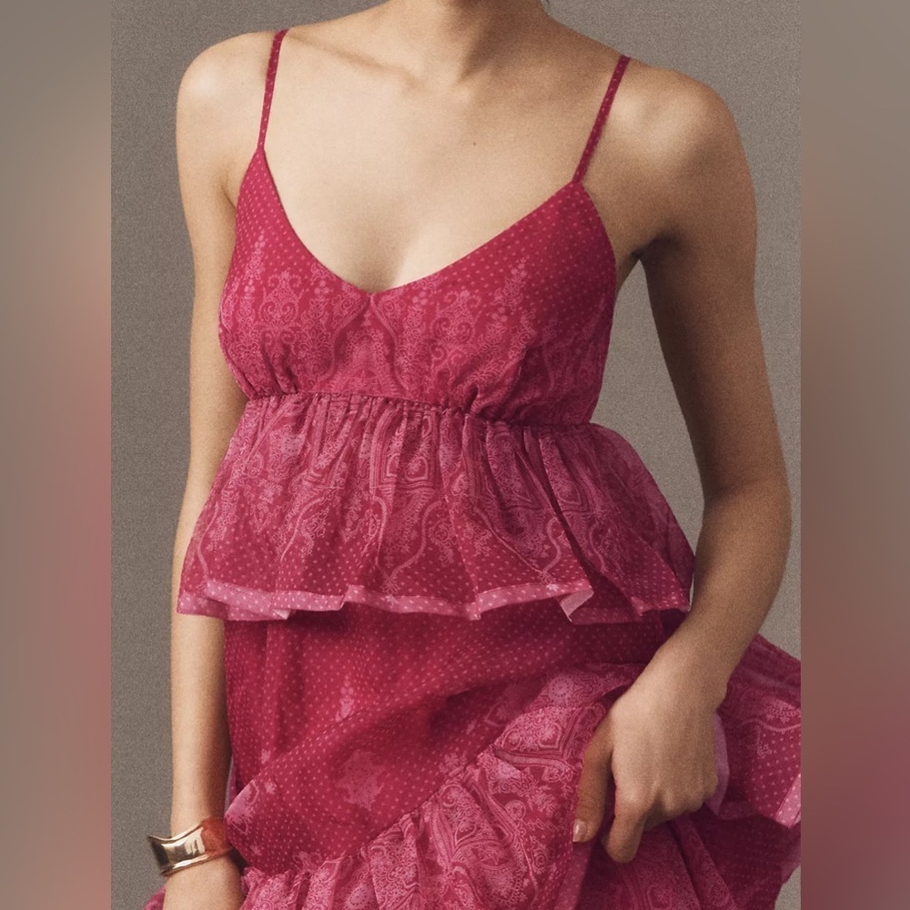 Let Me Be Sleeveless Sheer Tiered Midi Dress - Picture 2 of 3